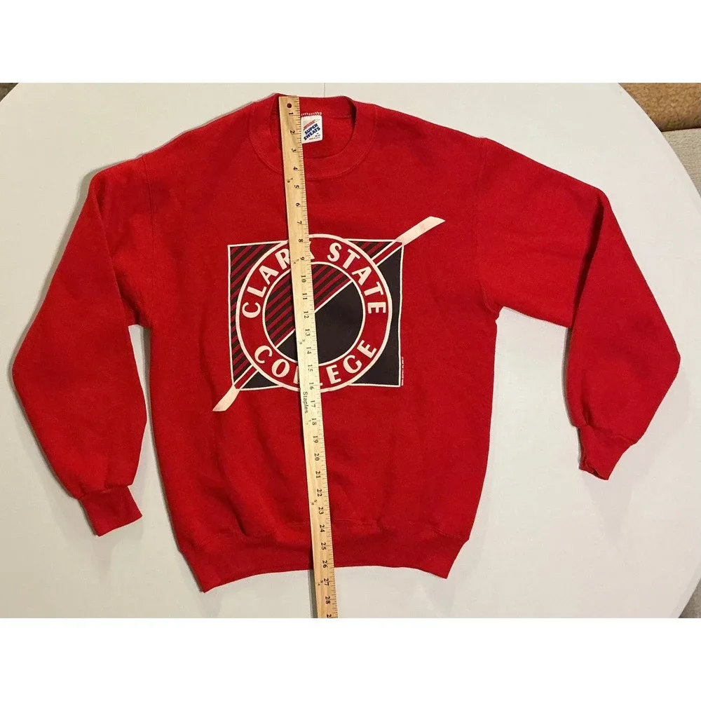 VTG USA Made Clark State College Sweatshirt Pullover‎ Red 90s Preppy Classic M